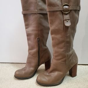 Nine West Taupe Kayleer Leather Boots
